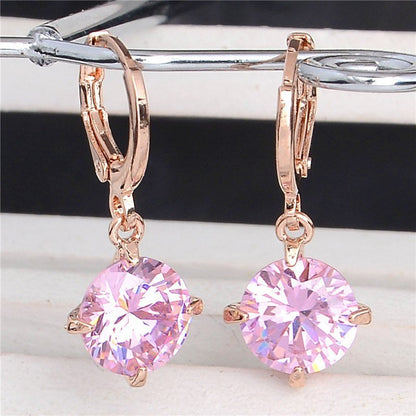 Cute and pretty 1 pair gold color cubic zirconia elegant woman hoop earrings For Christmas gift-Jewearrings