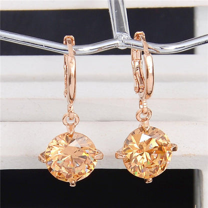 Cute and pretty 1 pair gold color cubic zirconia elegant woman hoop earrings For Christmas gift-Jewearrings