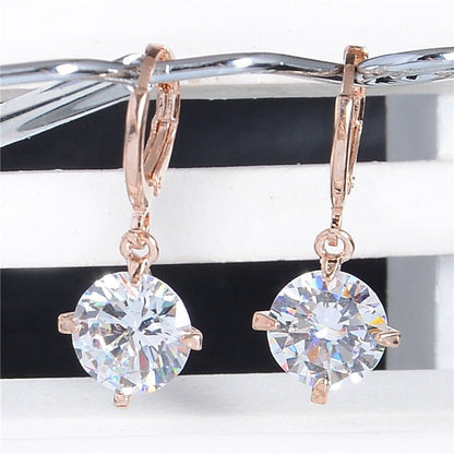 Cute and pretty 1 pair gold color cubic zirconia elegant woman hoop earrings For Christmas gift-Jewearrings