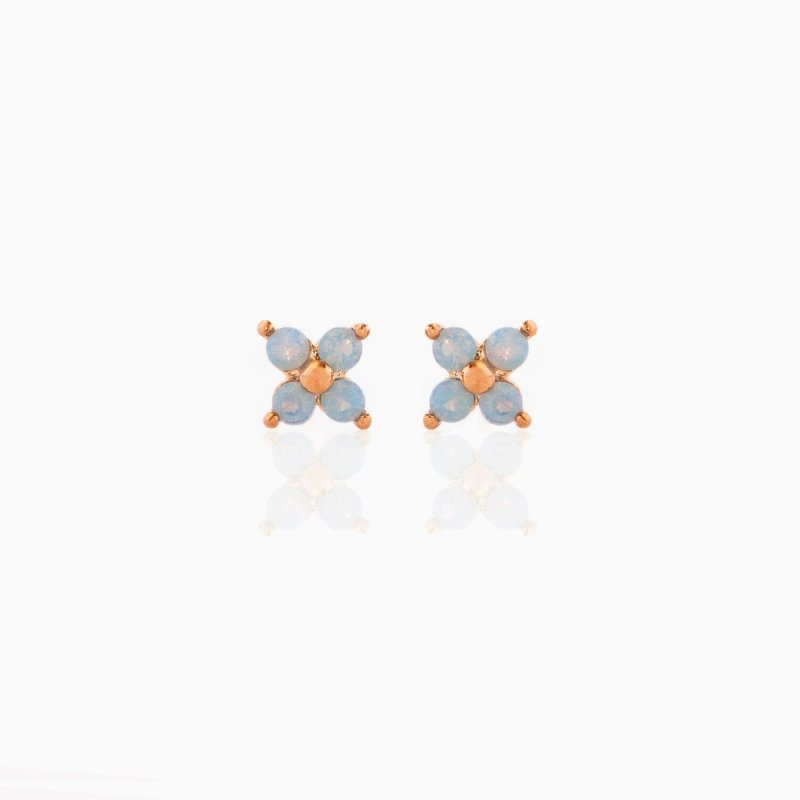 Cute Blue Flower Stud Earrings Copper Plated Real Gold-Jewearrings