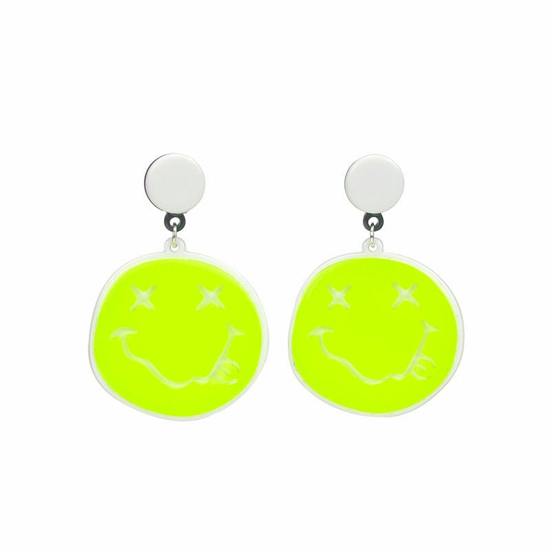 Cute Cartoon Smiley Female Acrylic Earrings-Jewearrings