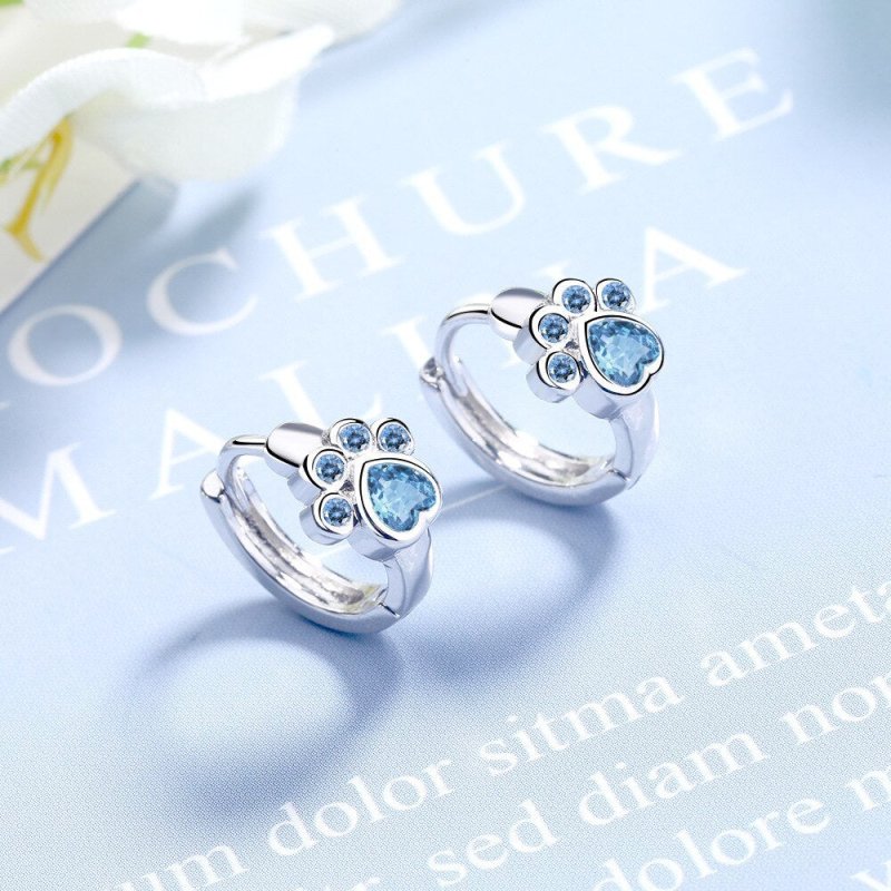 Cute cute pet blue zirconium diamond earrings-Jewearrings