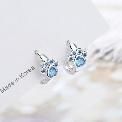 Cute cute pet blue zirconium diamond earrings-Jewearrings