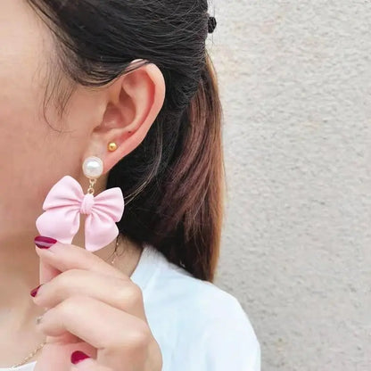 Cute & Elegant: 925 Silver Pearl Bow Earrings-Jewearrings