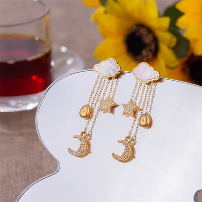 Cute Ins Wind Gold Cloud Stars Moon Stud Earrings Ornaments-Jewearrings