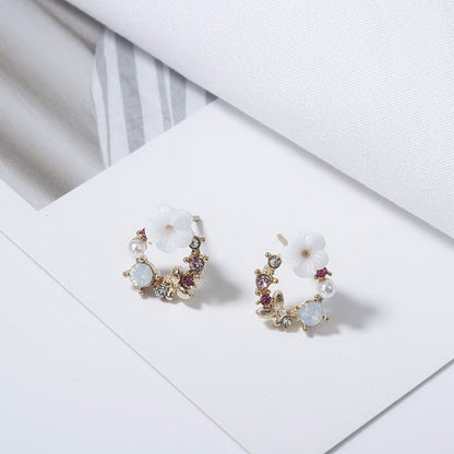 Cute Korean Personality Small Flower Stud Earrings For Women Temperament Simple Fashion Metal Female Stud Earrings-Jewearrings