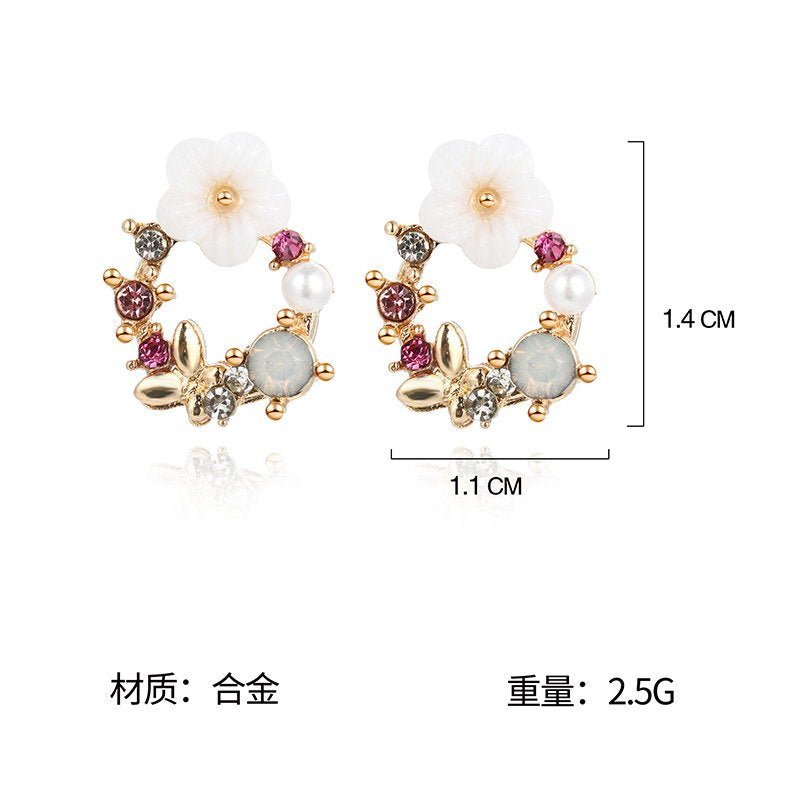 Cute Korean Personality Small Flower Stud Earrings For Women Temperament Simple Fashion Metal Female Stud Earrings-Jewearrings