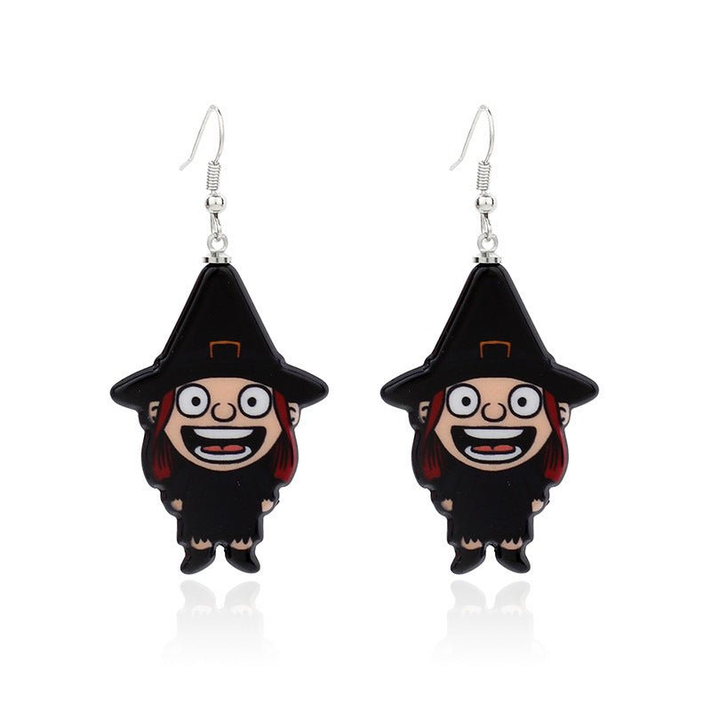 Cute Little Witch Acrylic Earrings-Jewearrings