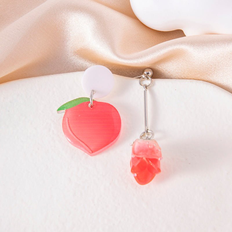 Cute Peach Rose Flower Acrylic Earrings For Women Girls-Jewearrings