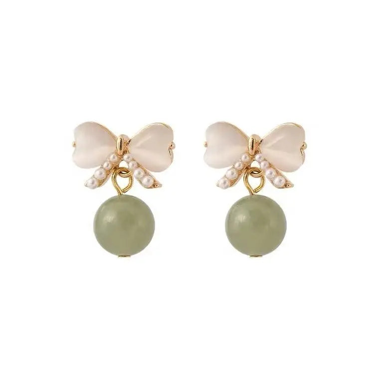 Cute Pearl Bow Earrings for Women - Sweet Antique Style-Jewearrings