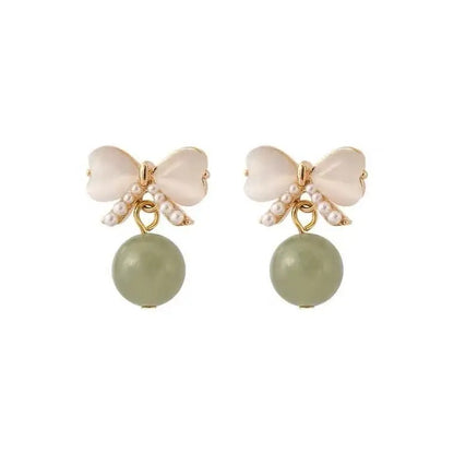 Cute Pearl Bow Earrings for Women - Sweet Antique Style-Jewearrings