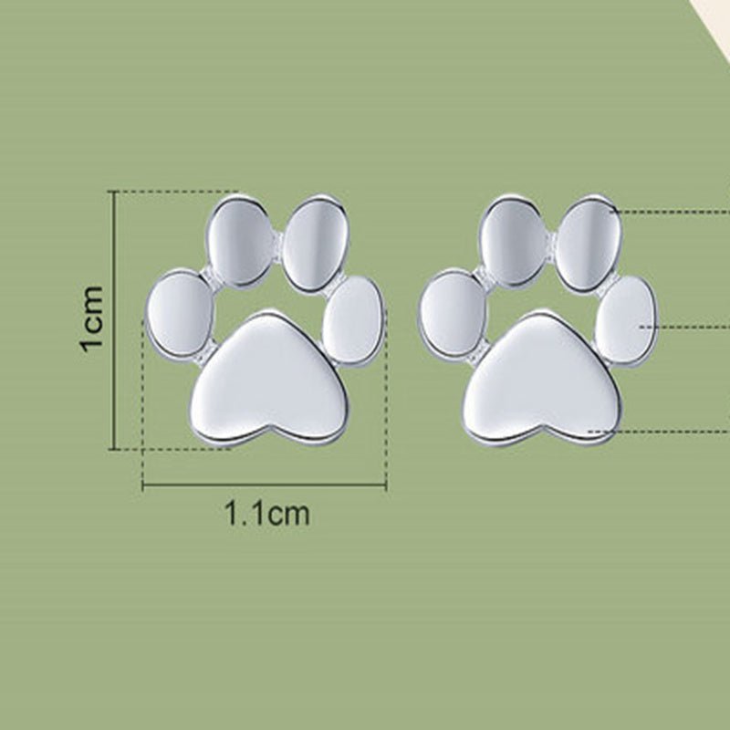 Cute Pet Imprint S925 Silver Earrings with White Gold Earrings-Jewearrings