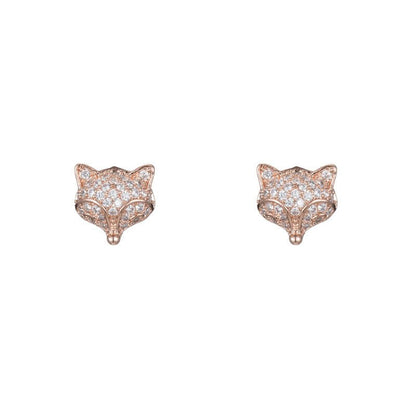 Cute Temperament Fox Studded Diamond Earrings-Jewearrings