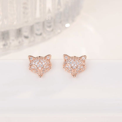 Cute Temperament Fox Studded Diamond Earrings-Jewearrings