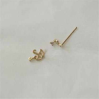 Cute Umbrella 925 Sterling Silver Plated 14K Gold Earrings-Jewearrings