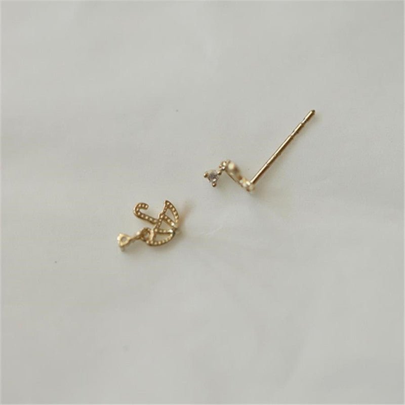 Cute Umbrella 925 Sterling Silver Plated 14K Gold Earrings-Jewearrings