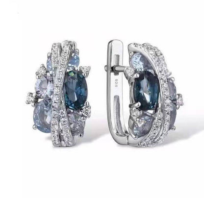 Cutout Ocean Blue Zircon Earrings Fashion-Jewearrings