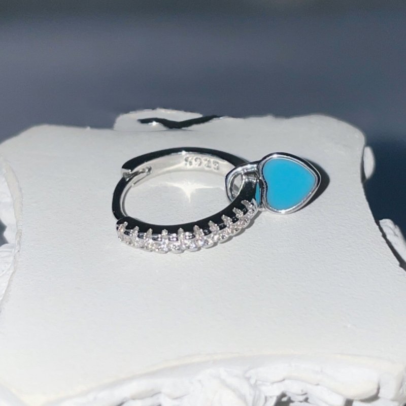 Cyan Smoke Blue Love Ear Buckle Zirconium Diamond Blue 925 Earrings-Jewearrings