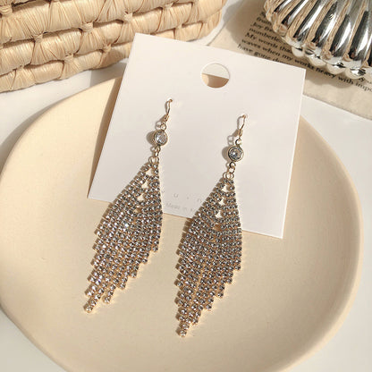 Earrings Stud Earrings Personality Tassel Wild Long Silver Pin Earrings-Jewearrings