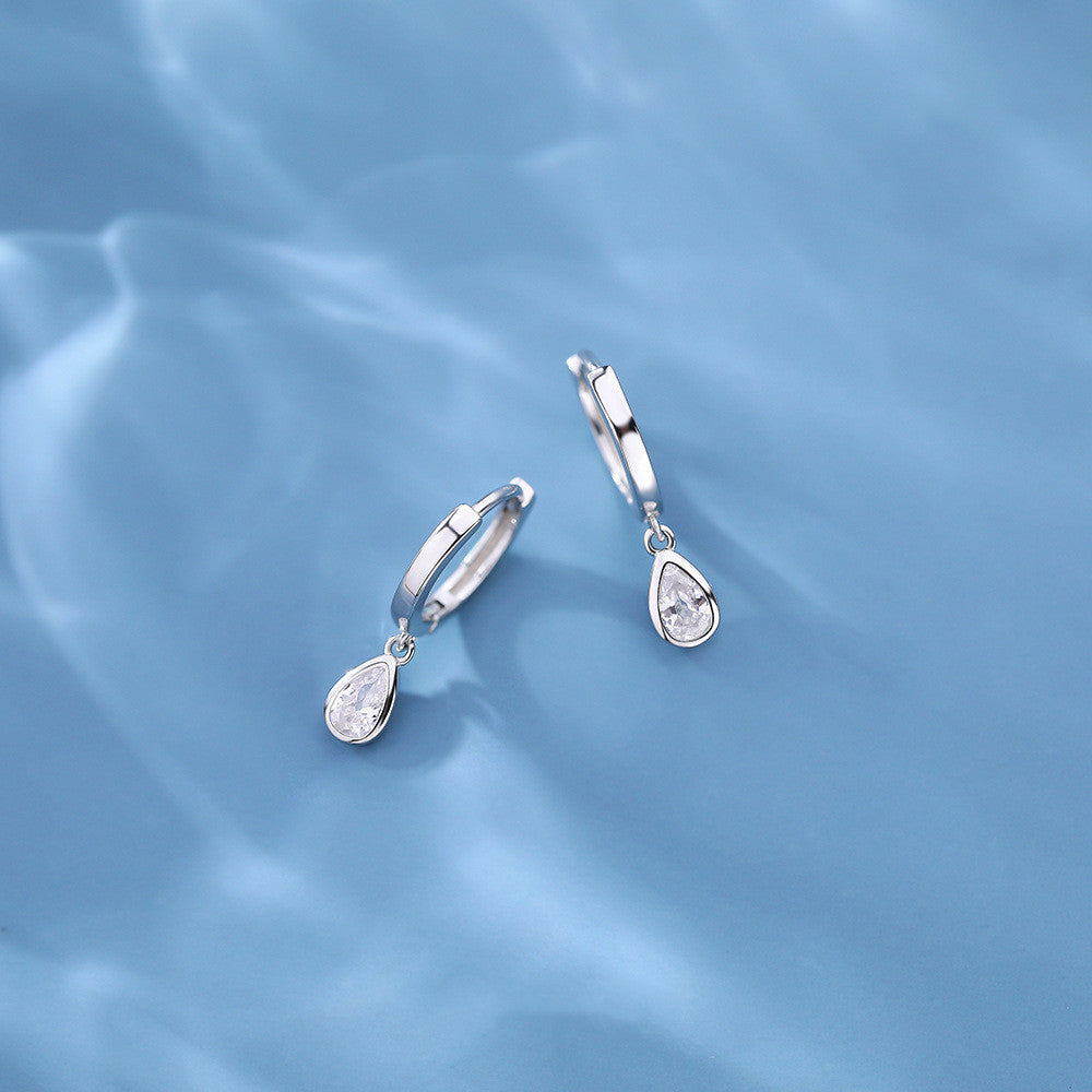 Sterling Silver Drop Zircon Earrings-Jewearrings