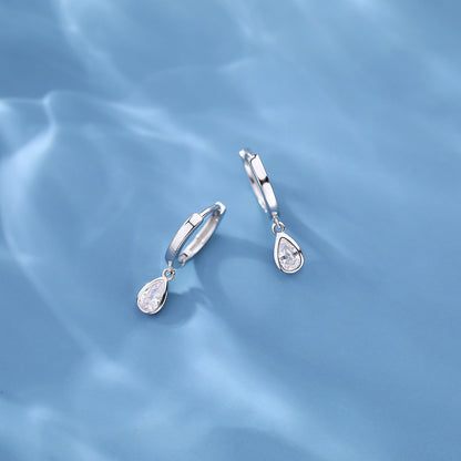 Sterling Silver Drop Zircon Earrings-Jewearrings