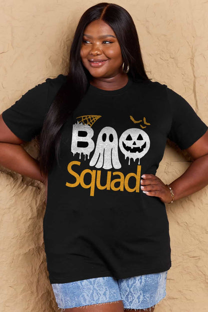 Simply Love Full Size BOO SQUAD Graphic Cotton T-Shirt-Jewearrings