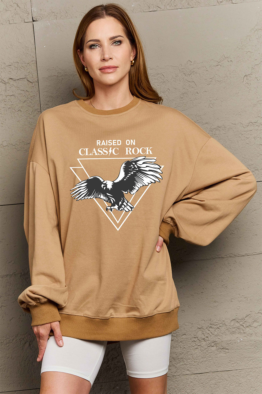 Simply Love Full Size Eagle Graphic Drop Shoulder Sweatshirt-Jewearrings