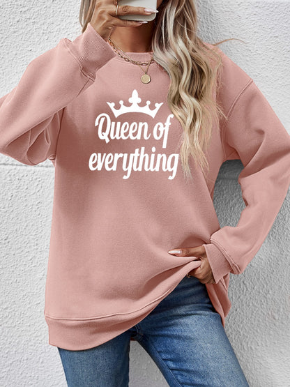 QUEEN OF EVERYTHING Round Neck Sweatshirt-Jewearrings