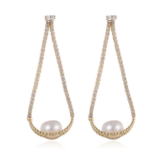 Temperament Female Gentle And Thin Natural Pearl Earrings-Jewearrings