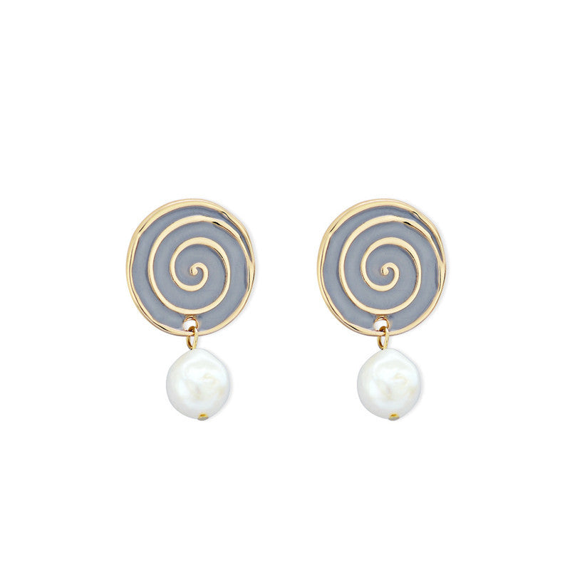 Round Alloy Pearl Stitching Earrings Ladies Earrings-Jewearrings