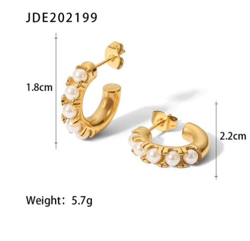 Irene Pearl Huggie Earrings-Jewearrings