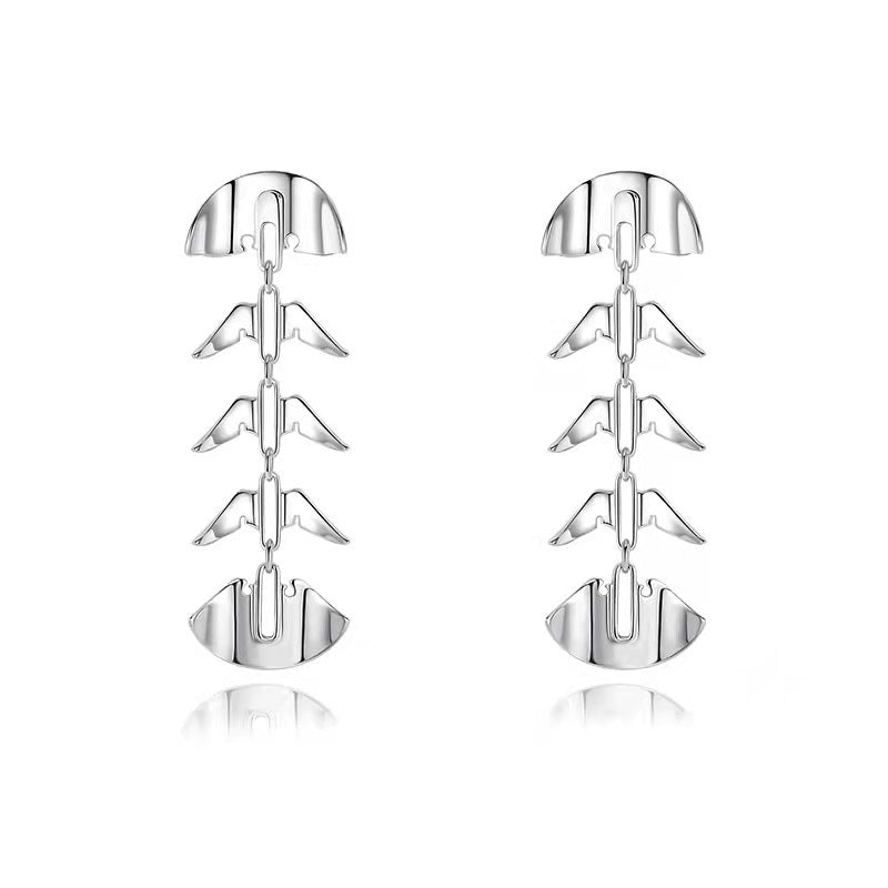 Sweet Cool Birds Series Tassel Stud Advanced Personality Creative Stitching 925 Silver Pin Earrings-Jewearrings