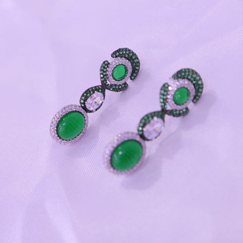 Vintage Fashion Versatile Floral Faux Emerald Earrings-Jewearrings