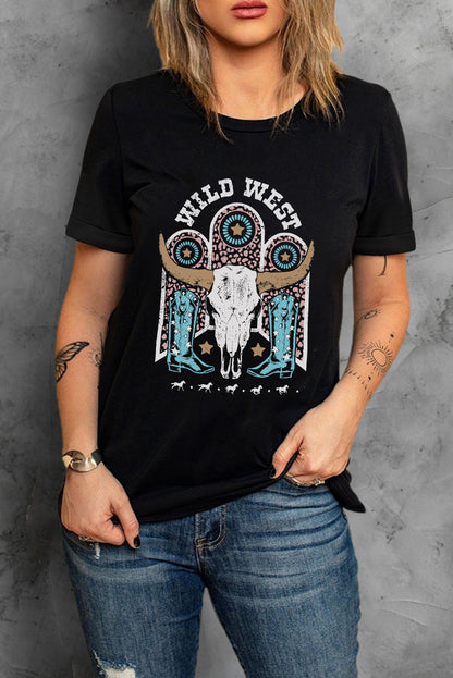 WILD WEST Graphic Short Sleeve Tee Shirt-Jewearrings