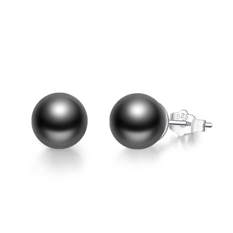 Silver Pearl Stud Earrings Women's Simple And Versatile-Jewearrings