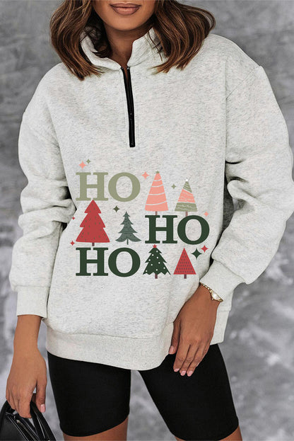 HO HO HO Christmas Tree Graphic Sweatshirt-Jewearrings