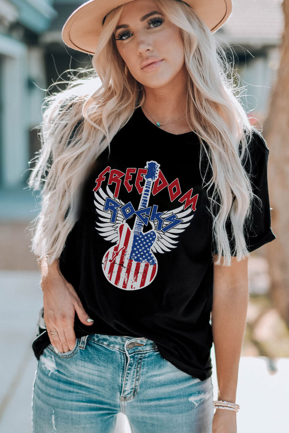 FREEDOM ROCKY Graphic Short Sleeve Tee-Jewearrings