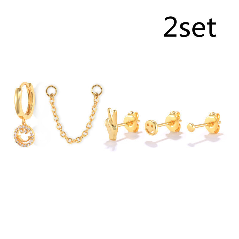 S925 Sterling Silver Fashion Personality Stud Earrings Set-Jewearrings