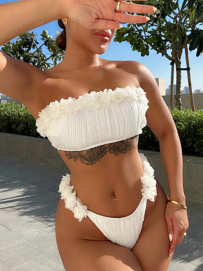 Applique Tie Back Two-Piece Bikini Set-Jewearrings