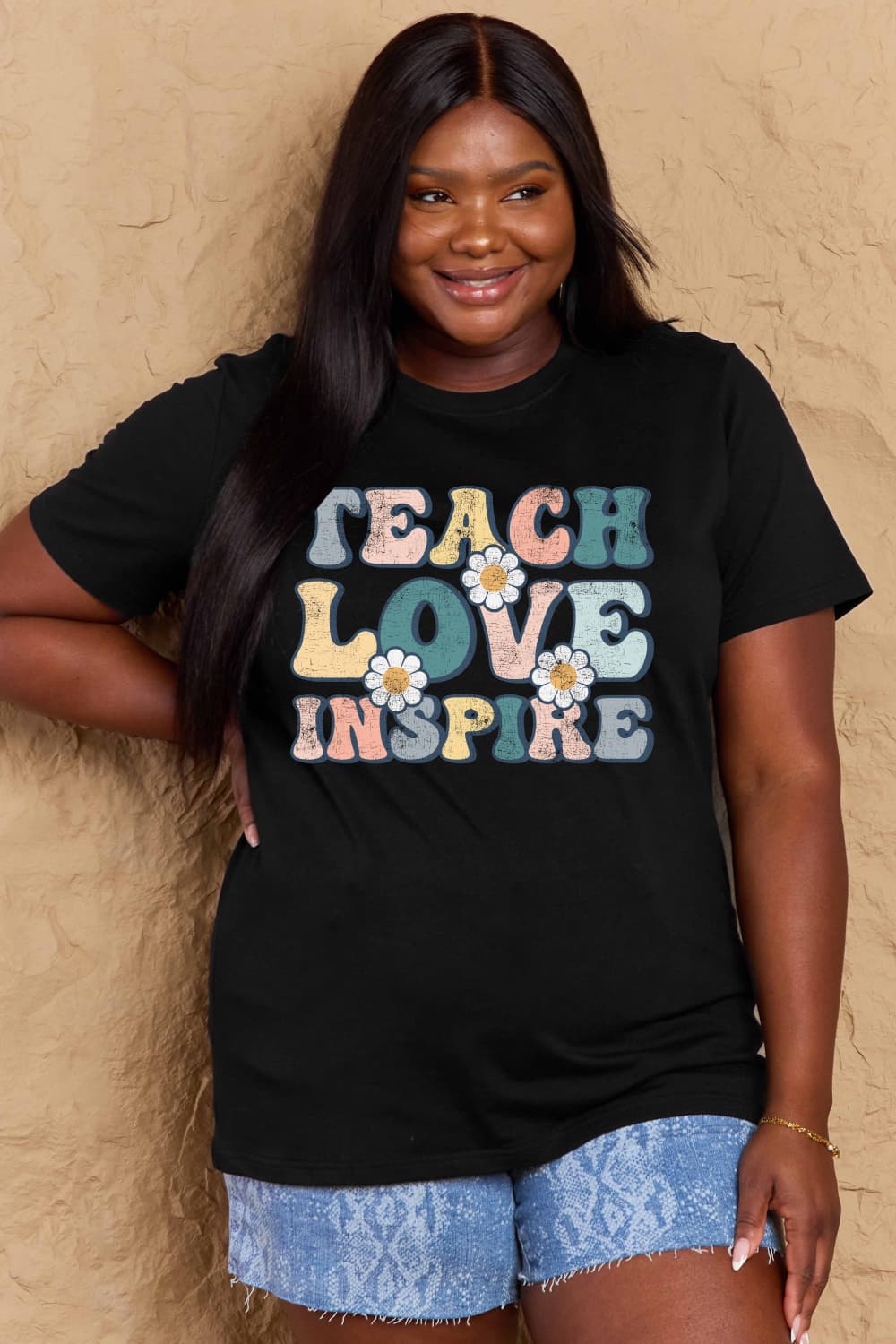 Simply Love Full Size TEACH LOVE INSPIRE Graphic Cotton T-Shirt-Jewearrings