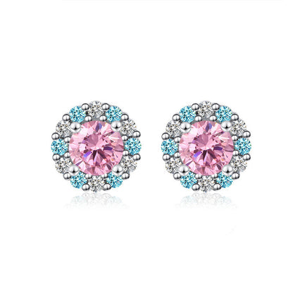 Sterling Silver Earrings With Diamonds Two-tone Zircon Earrings-Jewearrings