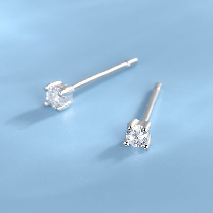 Sterling Silver Zircon Female Japanese And Korean Temperamental All-match Bedtime Simple Stud Earrings-Jewearrings