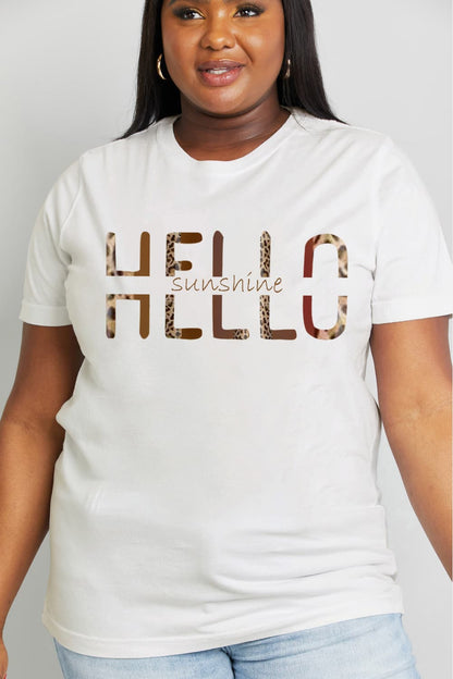 Simply Love Full Size HELLO SUNSHINE Graphic Cotton Tee-Jewearrings