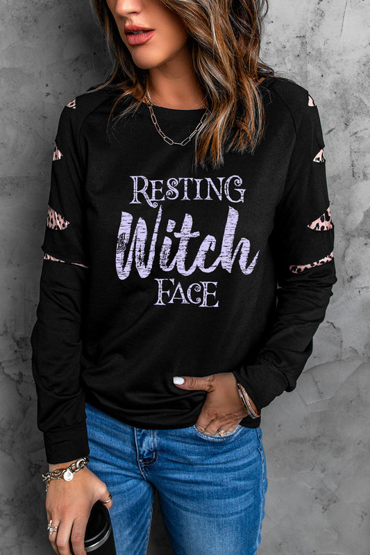 RESTING WITCH FACE Graphic Sweatshirt-Jewearrings