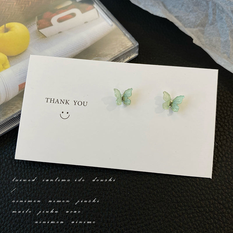 Women's Small And Simple Sterling Silver Butterfly Earrings-Jewearrings