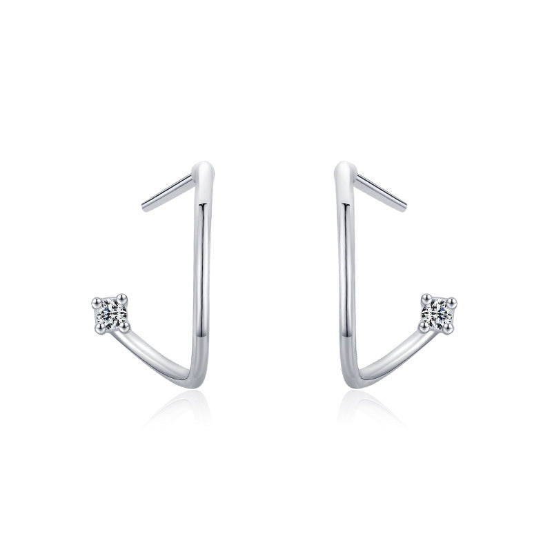 S925 Sterling Silver Geometric Electroplating Platinum Stud Earrings-Jewearrings