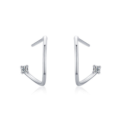 S925 Sterling Silver Geometric Electroplating Platinum Stud Earrings-Jewearrings