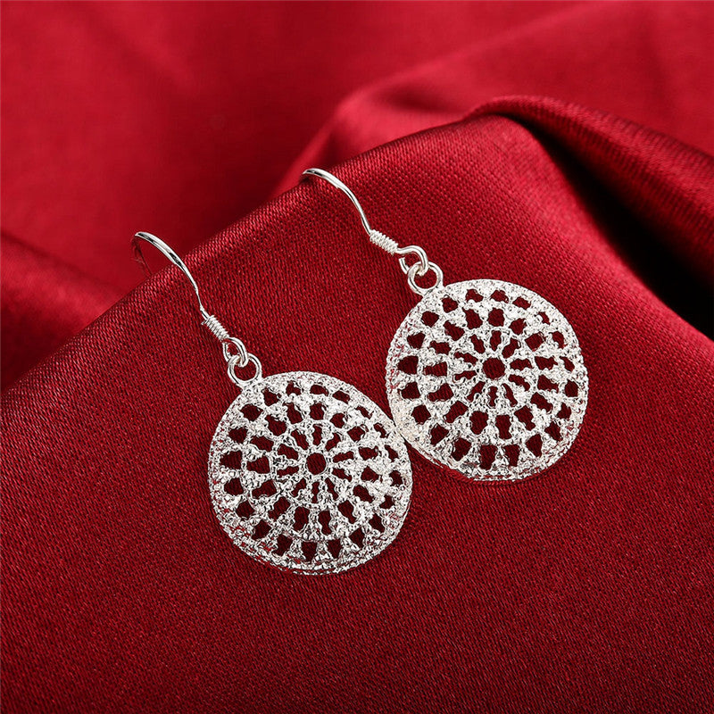 Women's Silver-plated Hollow Disc Earrings-Jewearrings