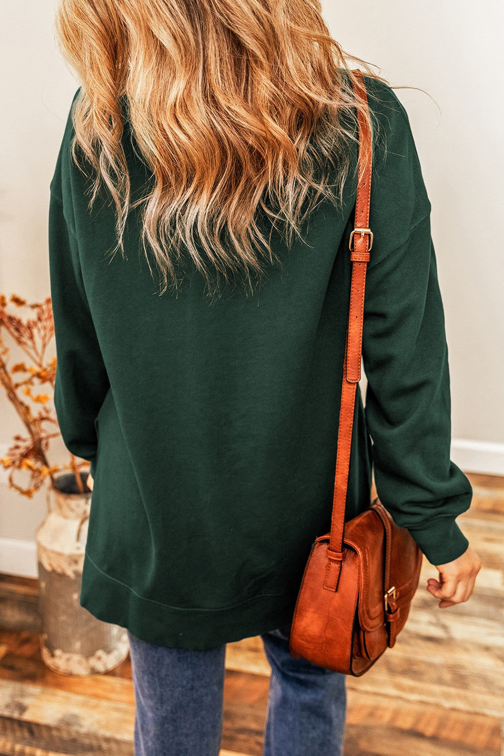 Sequin Round Neck Dropped Shoulder Sweatshirt-Jewearrings