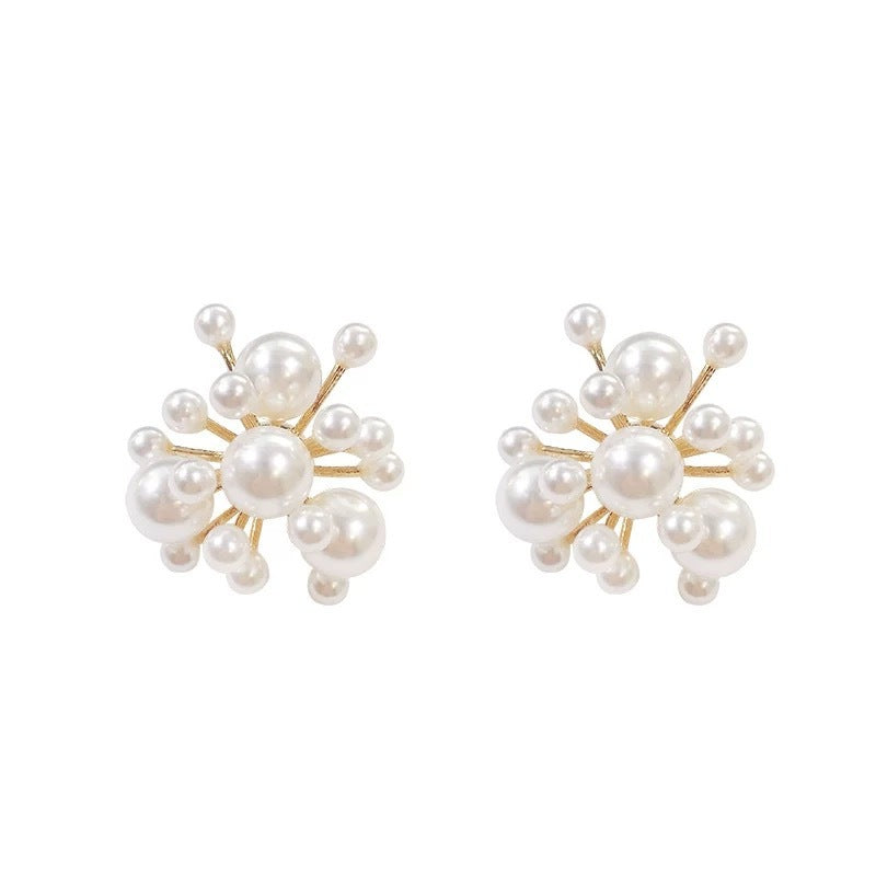 Temperament Small Pearl Firework Shaped Earrings-Jewearrings